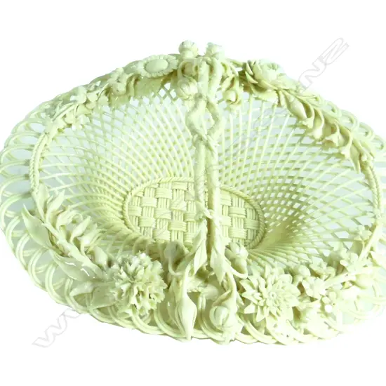 An Irish Belleek basket dish