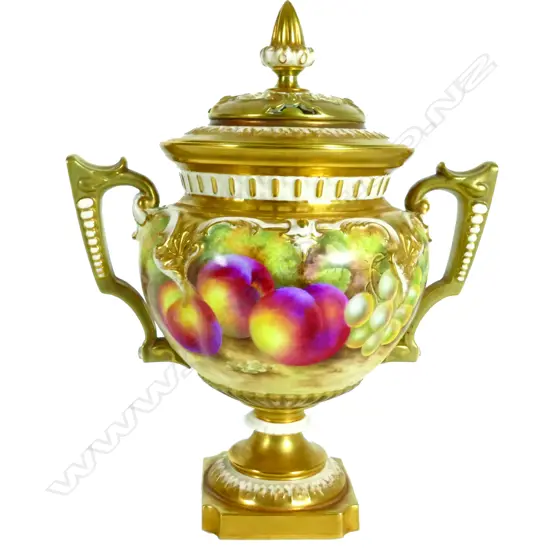 An impressive Royal Worcester two-handled potpourri lidded baluster vase