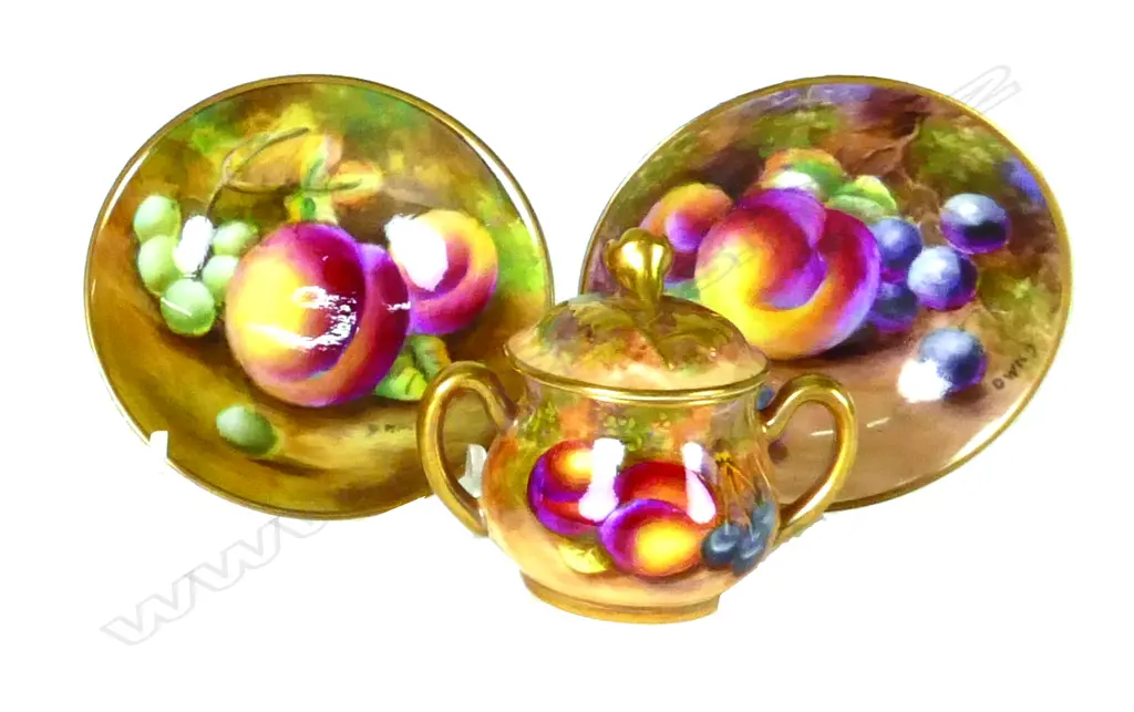 A miniature Royal Worcester lidded two-handled baluster vase Image 1++