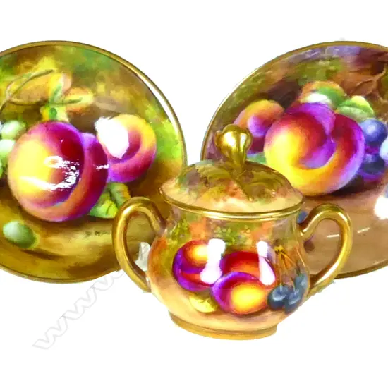 A miniature Royal Worcester lidded two-handled baluster vase