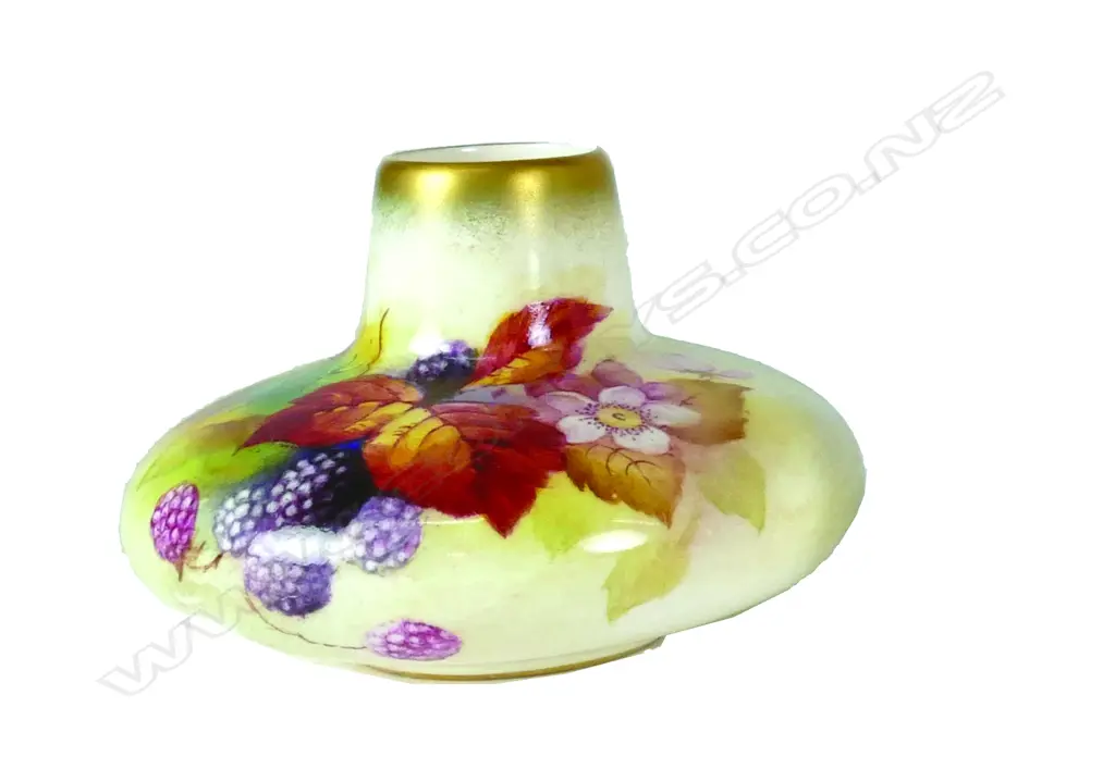 A small Royal Worcester vase of squat circular shape with short neck Image 1++