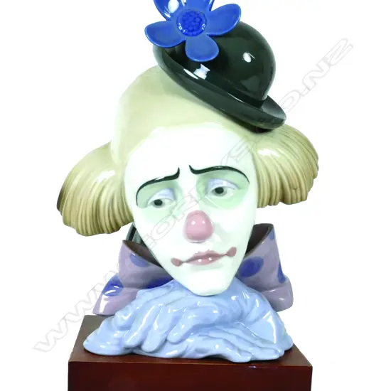A large Lladro clown's head figurine