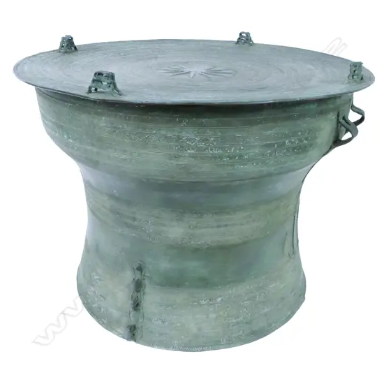 An antique bronze 'Southeast-Asian Frog' rain drum