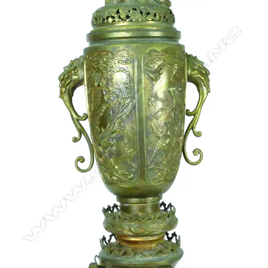 An impressive large Japanese Meiji bronze censer
