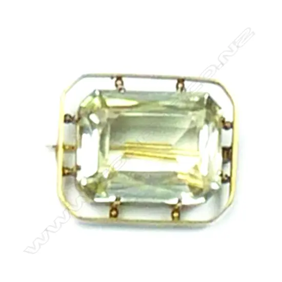 A 1970s 9ct. yellow gold and large citrine brooch