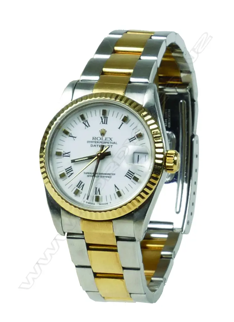 A Rolex Oyster Perpetual mid-size Datejust bi-metal wristwatch Image 1++