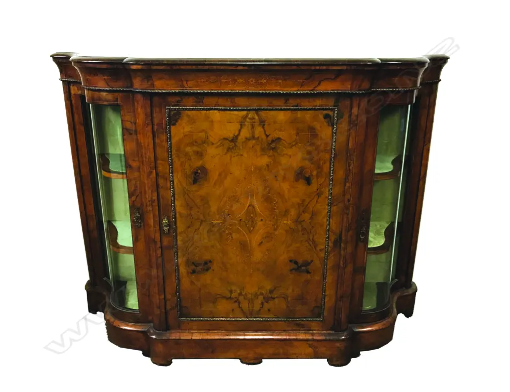 A Victorian burr walnut credenza sideboard Image 1++
