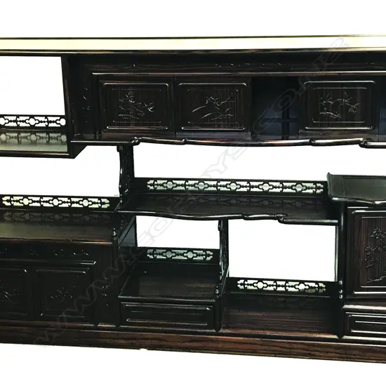 A fine and rare Chinese striped ebony display cabinet