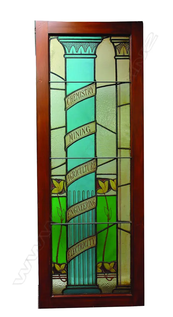 A c.1900 Art Nouveau stained glass door from the Auckland Technical School (renamed in 1913 to Seddon Memorial Technical College) Image 1++
