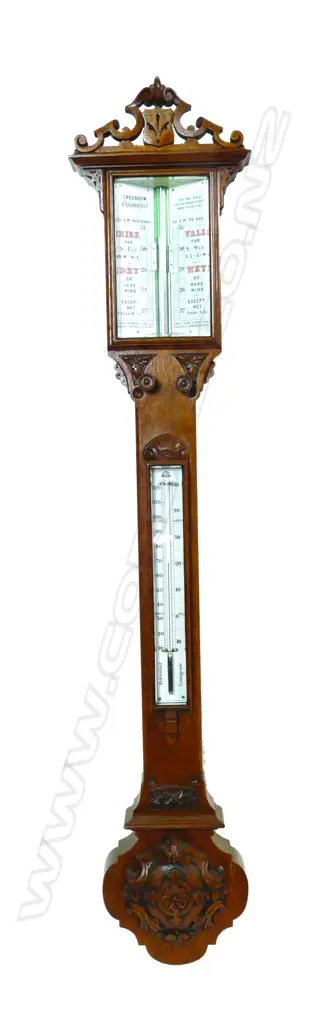 A good quality Victorian oak stick barometer by Greenhow Image 1++