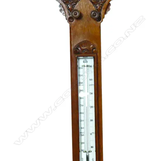 A good quality Victorian oak stick barometer by Greenhow