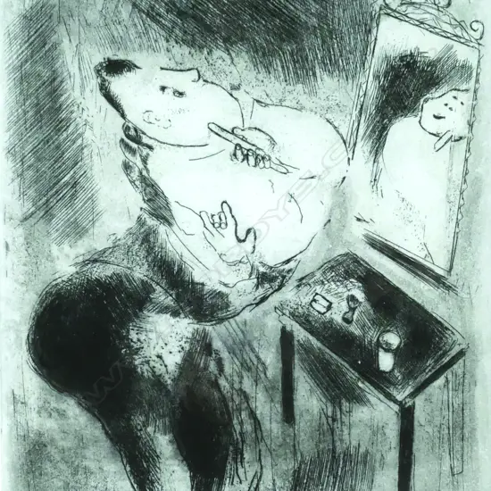 Marc Chagall (1887-1985) 'Tchitchikov se rase' ('Chichikov Shaves Himself')