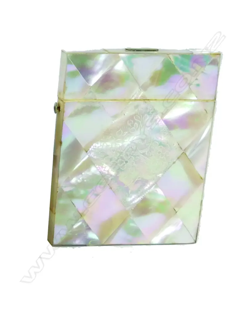 A Victorian mother-of-pearl inlaid card case Image 1++