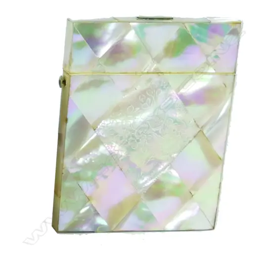 A Victorian mother-of-pearl inlaid card case