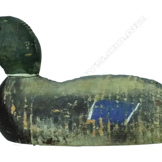 An early 20thC carved and painted wood Drake duck decoy