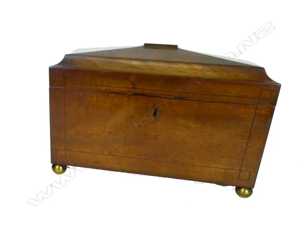 A late George III mahogany tea caddy Image 1++
