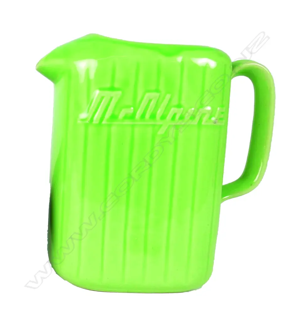 A vintage Crown Lynn green McAlpine fridge jug Image 1++