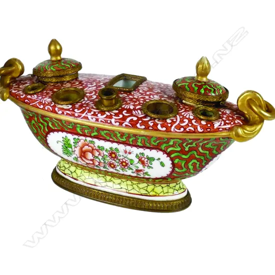 A French porcelain desk inkstand