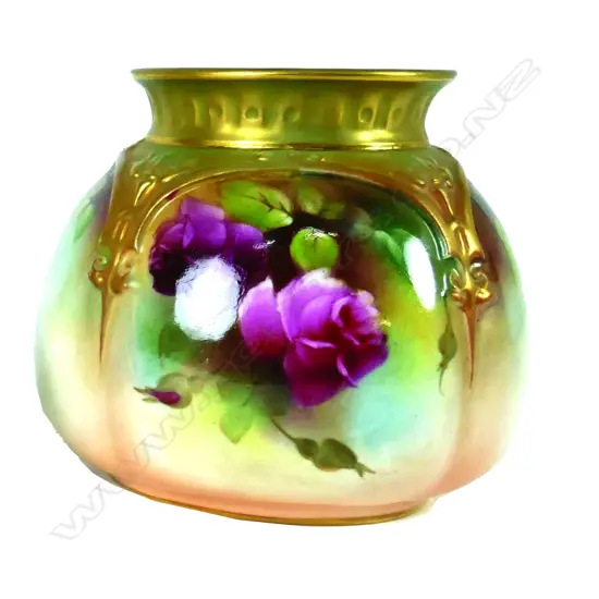 A Royal Worcester small vase painted with roses