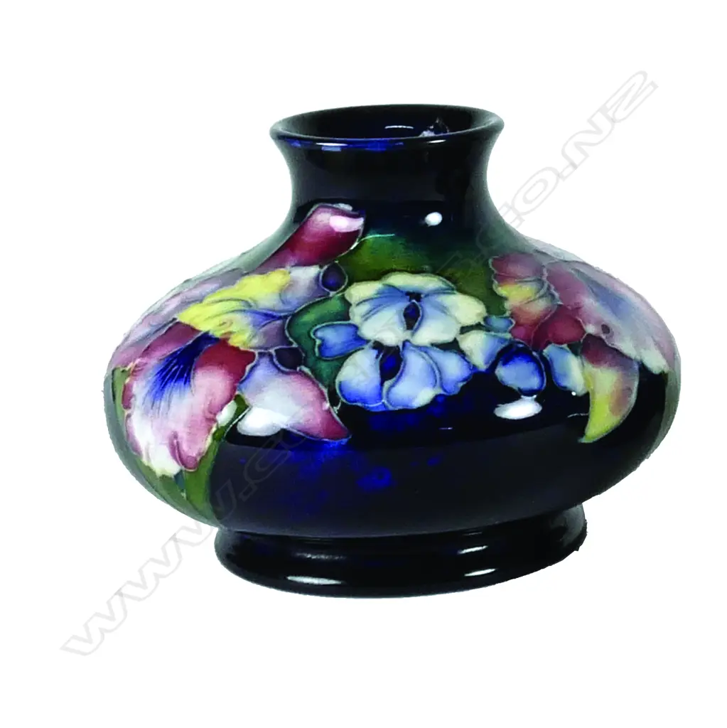 A Walter Moorcroft squat baluster orchid pattern vase Image 1++
