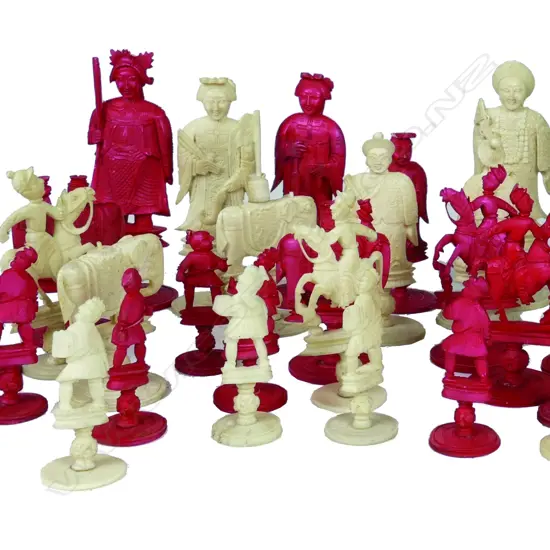 An old Chinese finely carved chess set