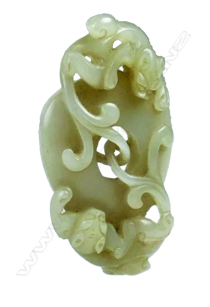 An antique Chinese carved 'Khotan White Nephrite' jade pendant Image 1++