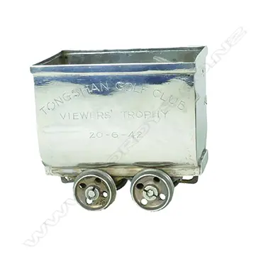 A rare Chinese silver 'Tongshan Golf Club Viewers' Trophy 20-6-42' railway mine cart Image 1++