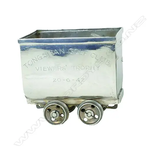 A rare Chinese silver 'Tongshan Golf Club Viewers' Trophy 20-6-42' railway mine cart