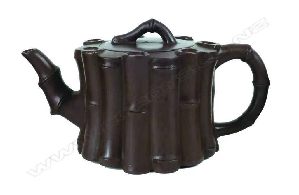 A Chinese Yixing bamboo form teapot Image 1++