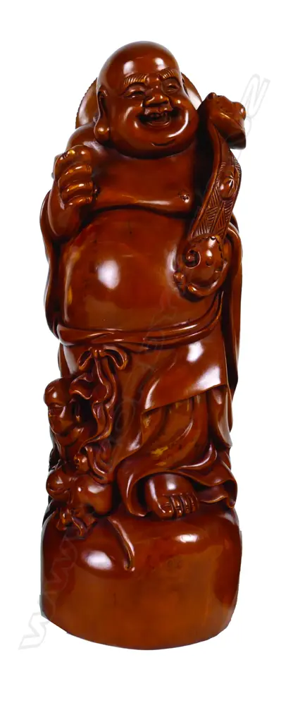 A Chinese finely carved Hang Yang wood figure of a standing Buddha Image 1++