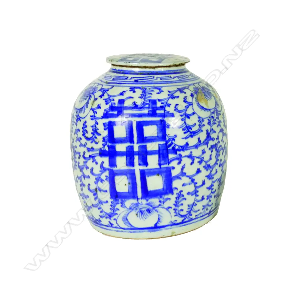 A Chinese porcelain blue and white ginger jar and cover Image 1++