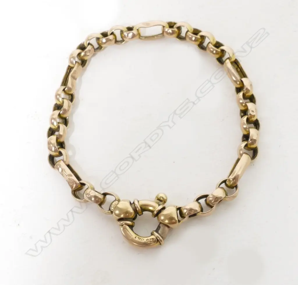 An Italian 9ct. yellow gold Belcher link bracelet Image 1++