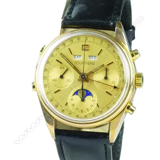 A vintage gent's Tourneau complication chronograph wristwatch