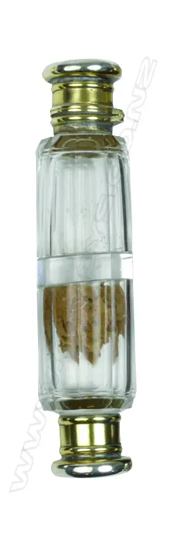 A 19thC silver gilt and clear glass double ended scent bottle Image 1++