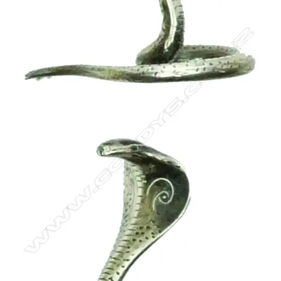 A pair of Indian silver cobra snake name place holders