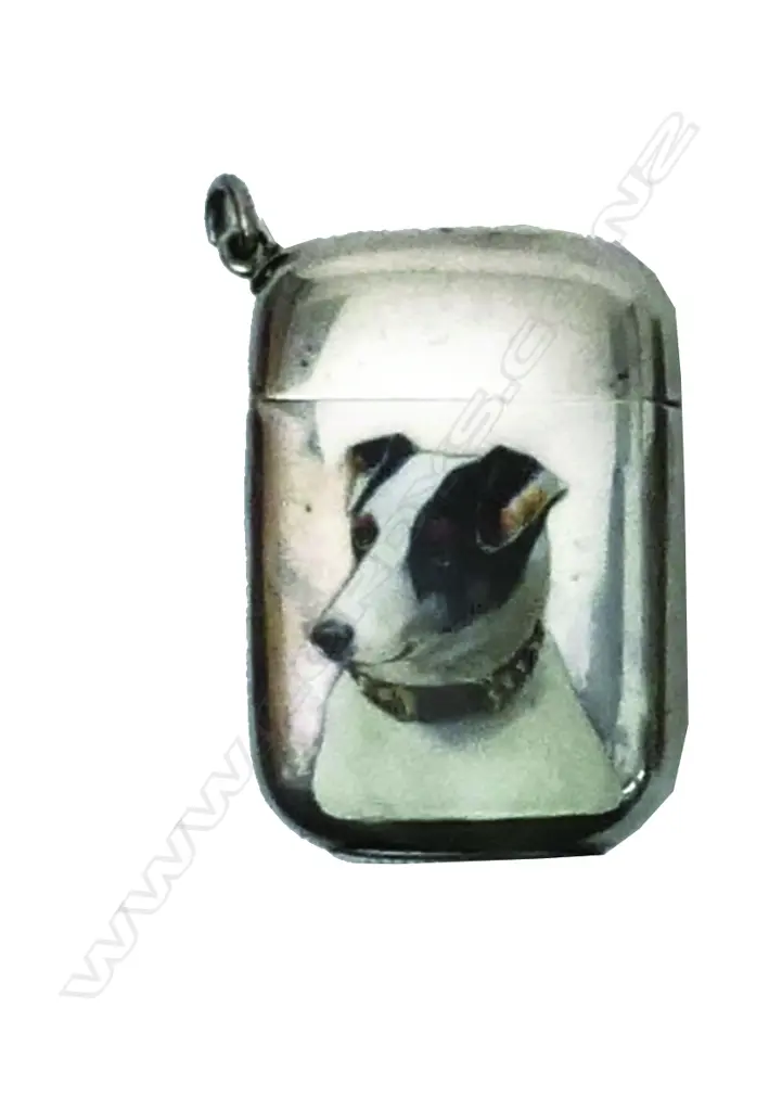 A sterling silver and enamel 'Dog Portrait' vesta Image 1++