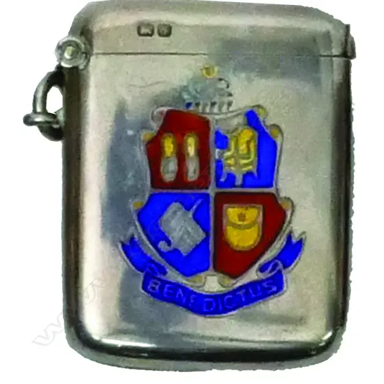A silver and enamel vesta case