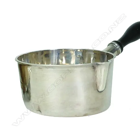 A large French silver brandy saucepan