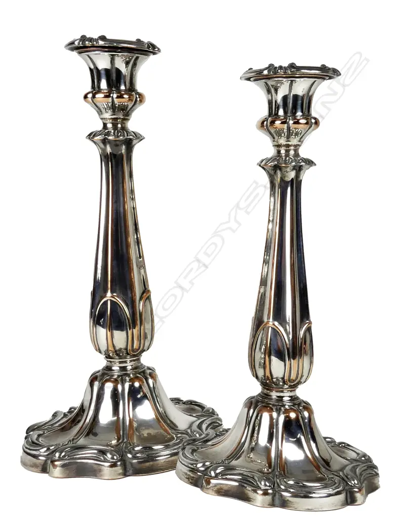 A pair of Old Sheffield Plate candlesticks Image 1++