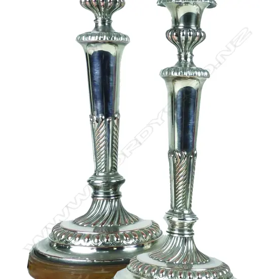 A pair of Old Sheffield Plate candlesticks