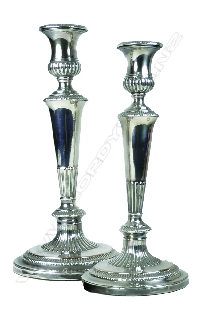 A pair of Old Sheffield Plate candlesticks Image 1++