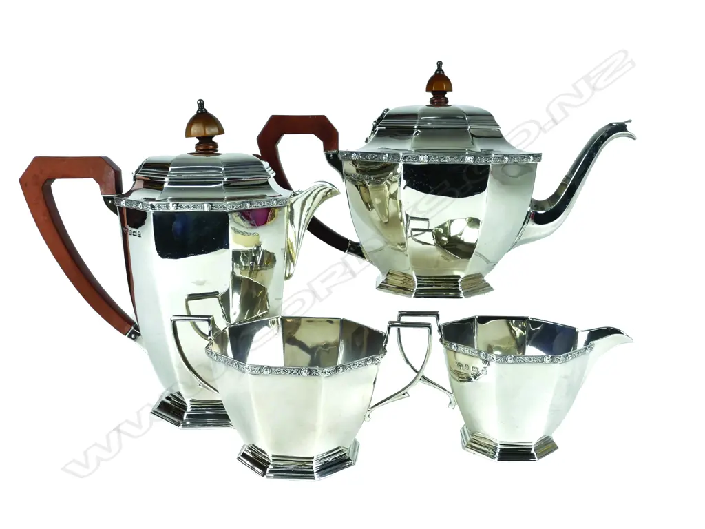An Art Deco four-piece tea service Image 1++