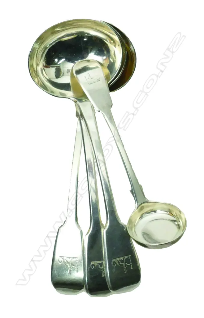 A set of four George IV silver sauce ladles Image 1++