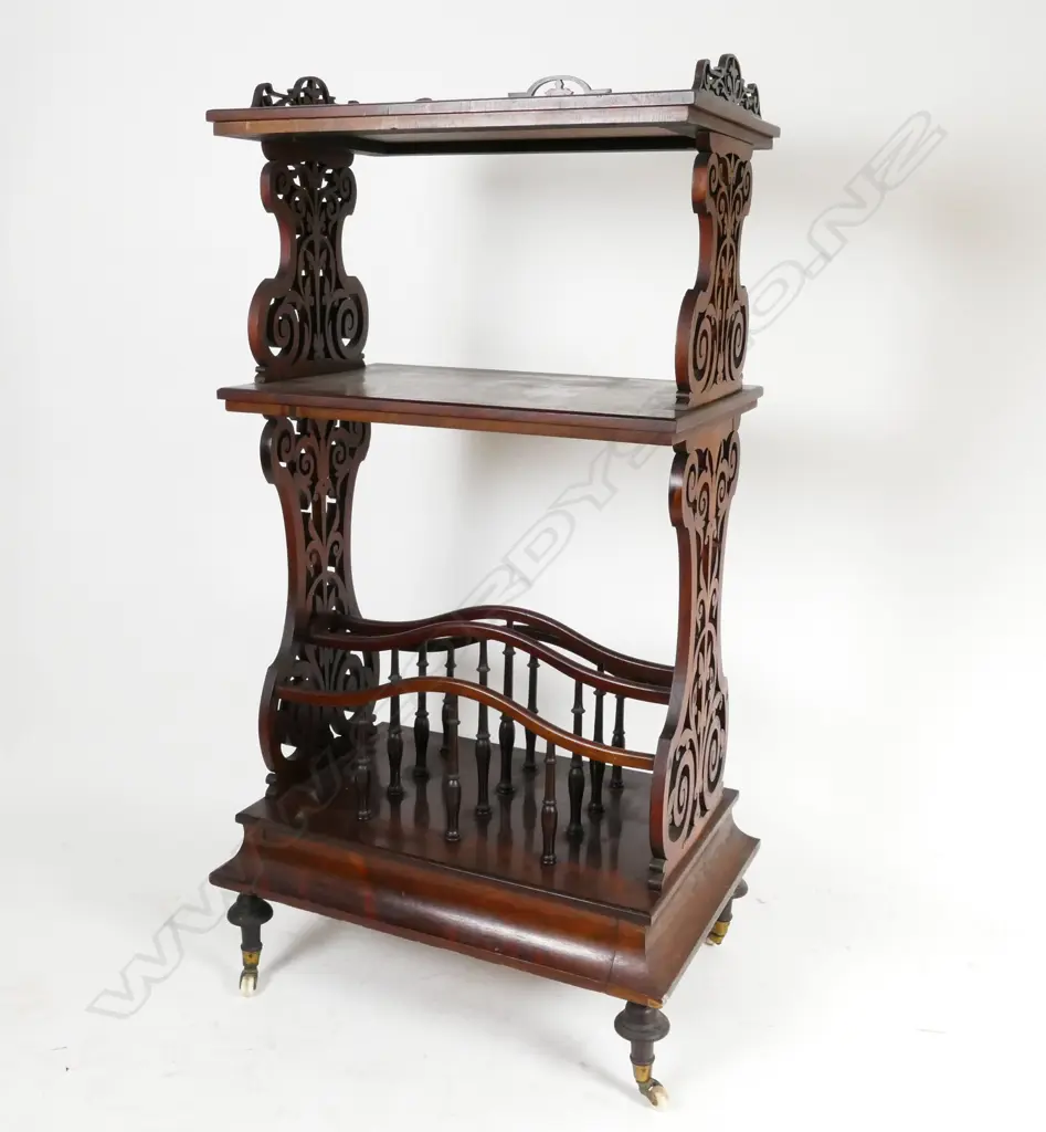 A Victorian rosewood whatnot/canterbury Image 1++