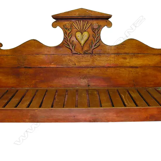 A 19thC decorative painted and stained pine Scandinavian bench seat