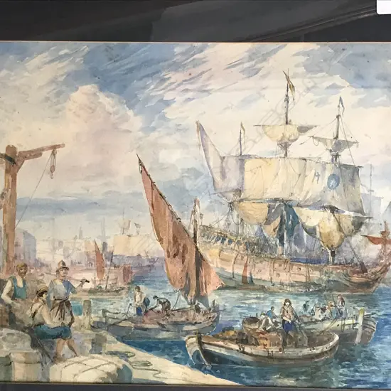 Rix Carlton (1890-1962) Spanish Harbour Scene