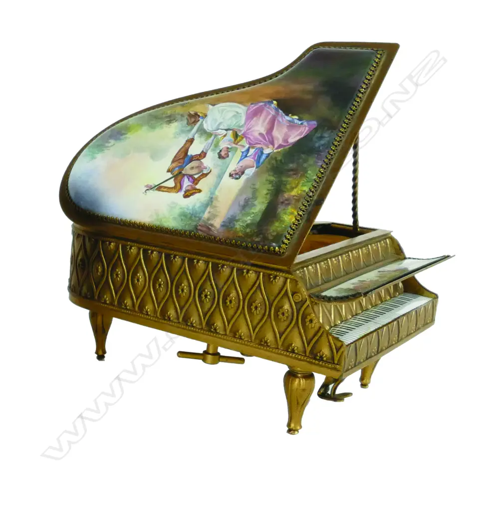 A brass and enamel jewellery box Image 1++