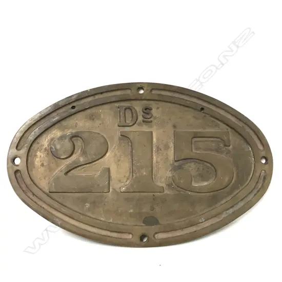 A vintage bronze diesel locomotive registration plate Ds215. Ds215