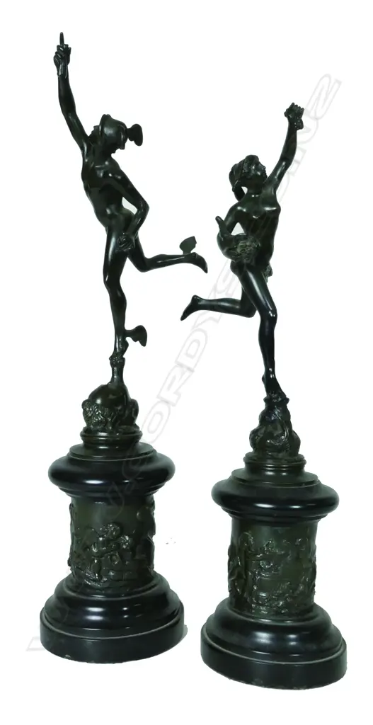 A pair of small Victorian bronzes of Mercury and Fortuna Image 1++