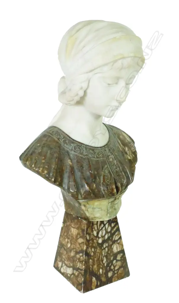 An Italian alabaster bust of a young woman Image 1++